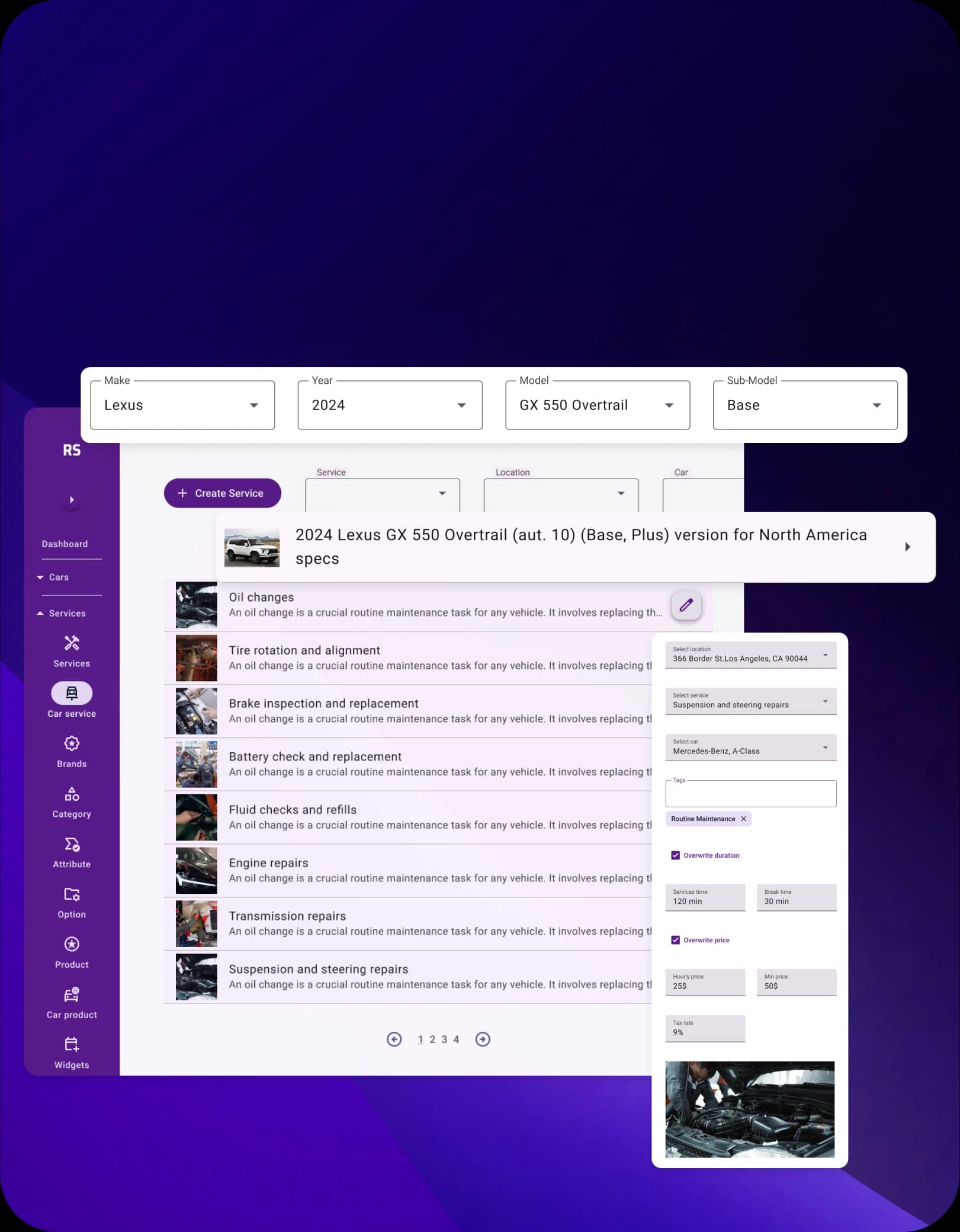 Service Offers Based on Car Models